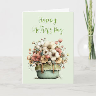 Cartes Pour Fêtes Annuelles Fleurs en pot Cozy Shabby Mignon