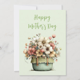 Cartes Pour Fêtes Annuelles Fleurs en pot Cozy Shabby Mignonne Fête des Mères