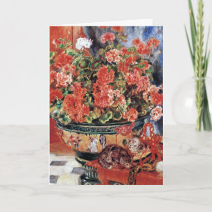Cartes Pour Fêtes Annuelles Fleurs et chats - art impressionniste - Renoir