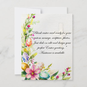 Cartes Pour Fêtes Annuelles Fleurs et œufs de Pâques avec Croix vierge