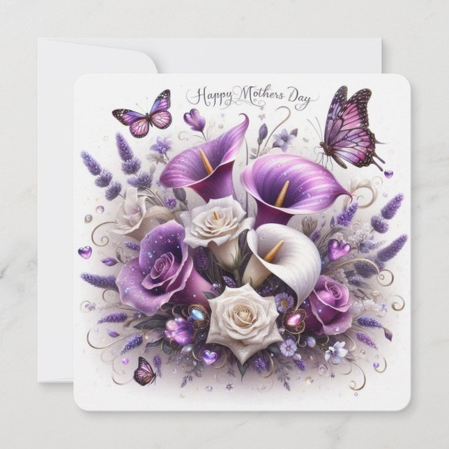 Cartes Pour Fêtes Annuelles Fleurs et papillons pour la fête des mères (Devant)