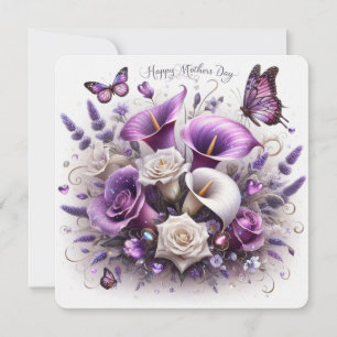 Cartes Pour Fêtes Annuelles Fleurs et papillons pour la fête des mères