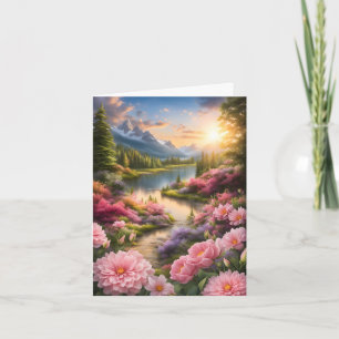 Cartes Pour Fêtes Annuelles Fleurs et paysage de rivière Fête des Mères