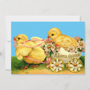 Cartes Pour Fêtes Annuelles Fleurs et poules vintages Pâques
