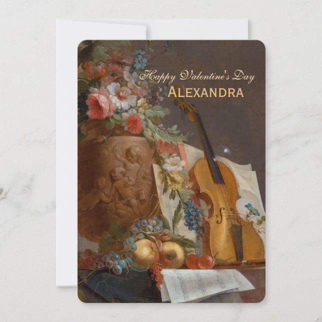 Cartes Pour Fêtes Annuelles Fleurs et violon CC0643 Valentine Salutation (Devant)