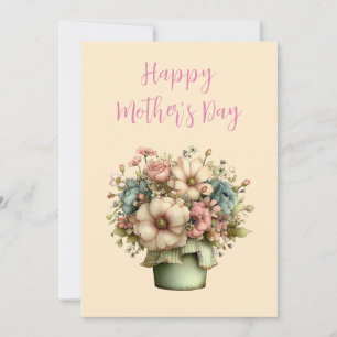 Cartes Pour Fêtes Annuelles Fleurs Fantaisistes dans un Pot de Fleurs pour la 