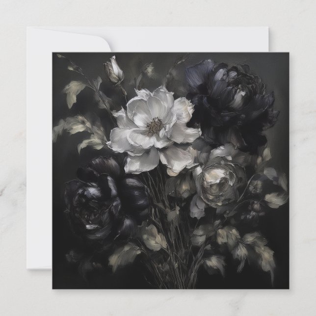 Cartes Pour Fêtes Annuelles Fleurs gris IA (Devant)