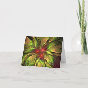 Cartes Pour Fêtes Annuelles Fleurs imaginaires fractales douces et tendres