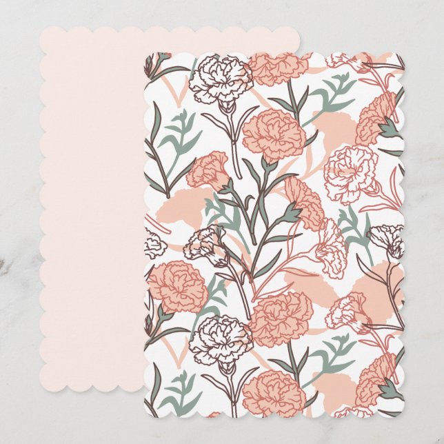 Cartes Pour Fêtes Annuelles Fleurs Inspirées de la Nature : Motif de Fleur d'O (Devant / Derrière)
