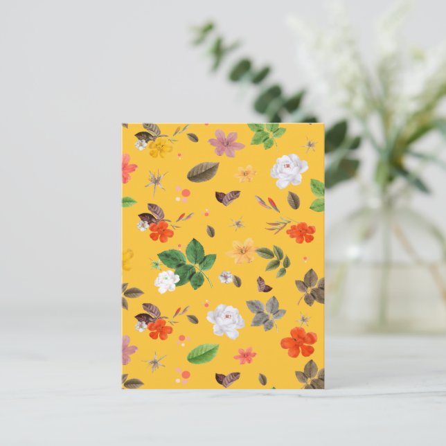 Cartes Pour Fêtes Annuelles Fleurs jaunes et roses blanches 10 (Debout devant)
