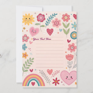 Cartes Pour Fêtes Annuelles Fleurs mignonnes personnalisées, cœurs et arc-en-c