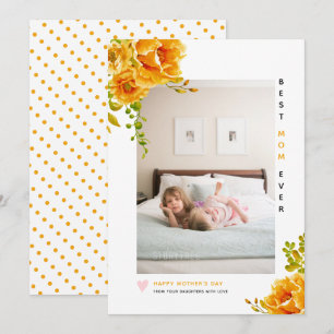 Cartes Pour Fêtes Annuelles Fleurs orange Meilleure maman Meilleure photo de l
