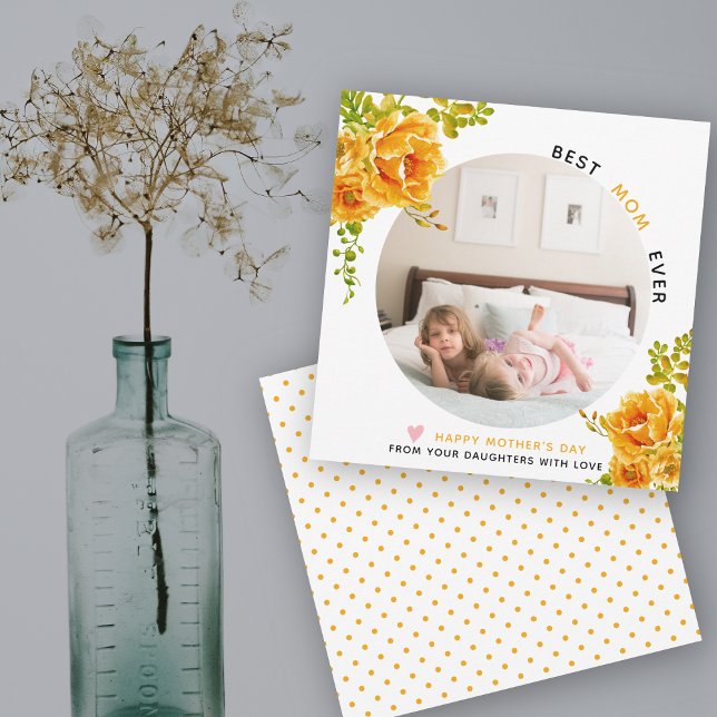 Cartes Pour Fêtes Annuelles Fleurs orange Meilleure maman Tous les jours Mère  (Créateur téléchargé)