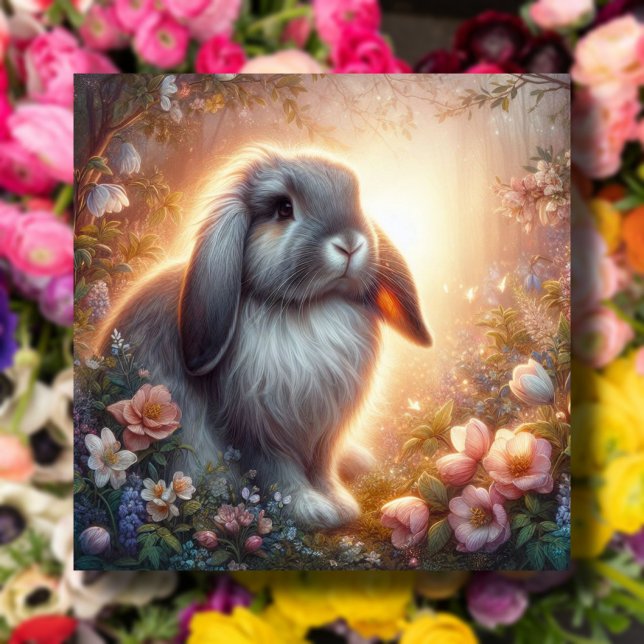 Cartes Pour Fêtes Annuelles Fleurs Pastel Lop Bunny Gagné Joyeux Pâques (Créateur téléchargé)
