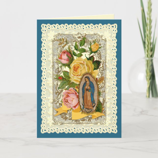 Cartes Pour Fêtes Annuelles Fleurs religieuses Guadalupe Anniversaire catholiq (Devant)