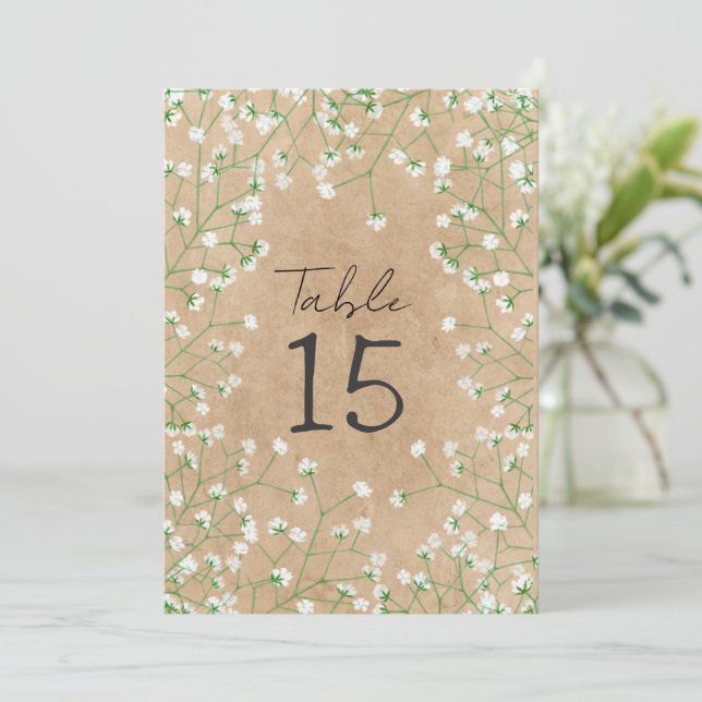 Cartes Pour Fêtes Annuelles Fleurs respiratoires du bébé Mariage rustique Numé (Debout devant)