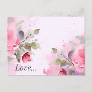 Cartes Pour Fêtes Annuelles fleurs rose aquarelle peintes