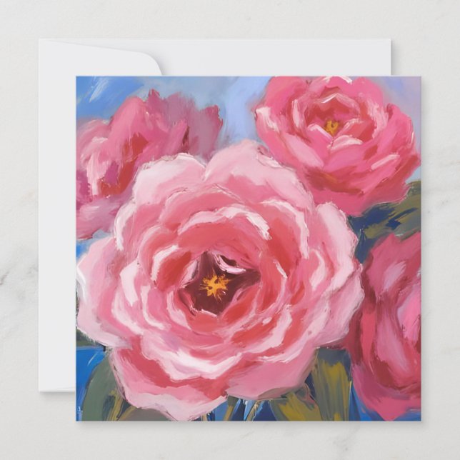 Cartes Pour Fêtes Annuelles Fleurs roses  (Devant)