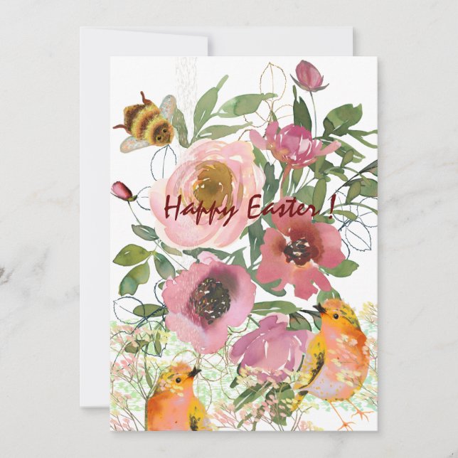 Cartes Pour Fêtes Annuelles Fleurs roses blanches de Pâques  (Devant)