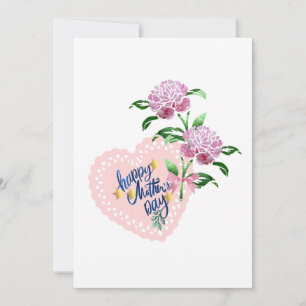 Cartes Pour Fêtes Annuelles Fleurs roses & cœur pour la fête des mères