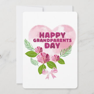 Cartes Pour Fêtes Annuelles Fleurs roses et cœur pour la fête des grands-paren