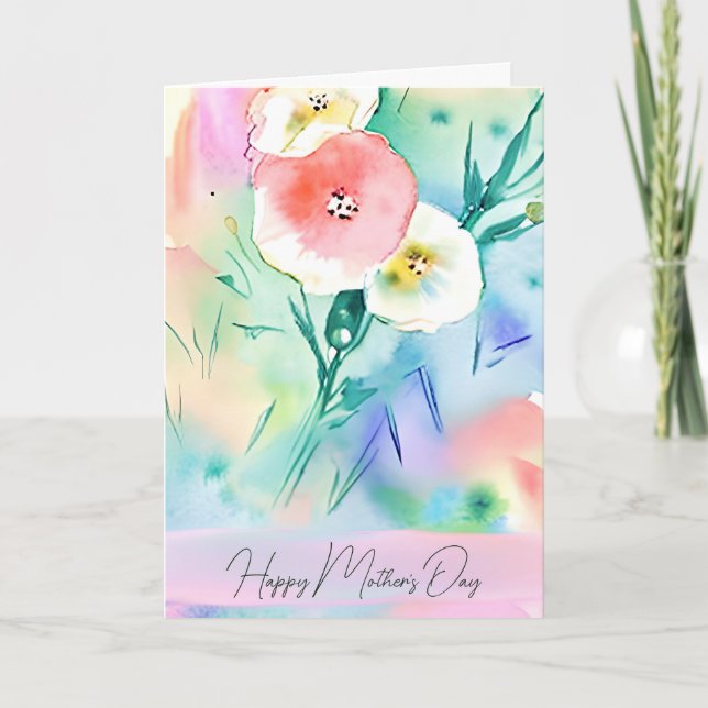 Cartes Pour Fêtes Annuelles Fleurs roses et jaunes personnalisées pour la fête (Devant)
