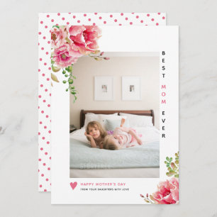 Cartes Pour Fêtes Annuelles Fleurs roses Meilleure maman Toujours la photo de