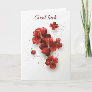 Cartes Pour Fêtes Annuelles Fleurs Rouges Bonne Chance