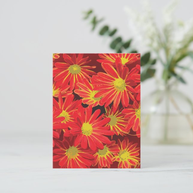 Cartes Pour Fêtes Annuelles Fleurs rouges et jaunes 1 (Debout devant)