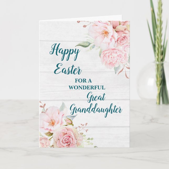 Cartes Pour Fêtes Annuelles Fleurs rustiques Joyeuses Pâques Grande Petite-fil (Devant)