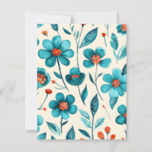 Fleurs sarcelle à l'aquarelle