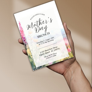 Cartes Pour Fêtes Annuelles Fleurs Sauvages Modernes Brunch de la Fête des Mèr