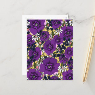Cartes Pour Fêtes Annuelles Fleurs sauvages violettes vintage