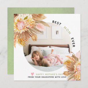 Cartes Pour Fêtes Annuelles Fleurs séchées Meilleure maman Toujours la photo d