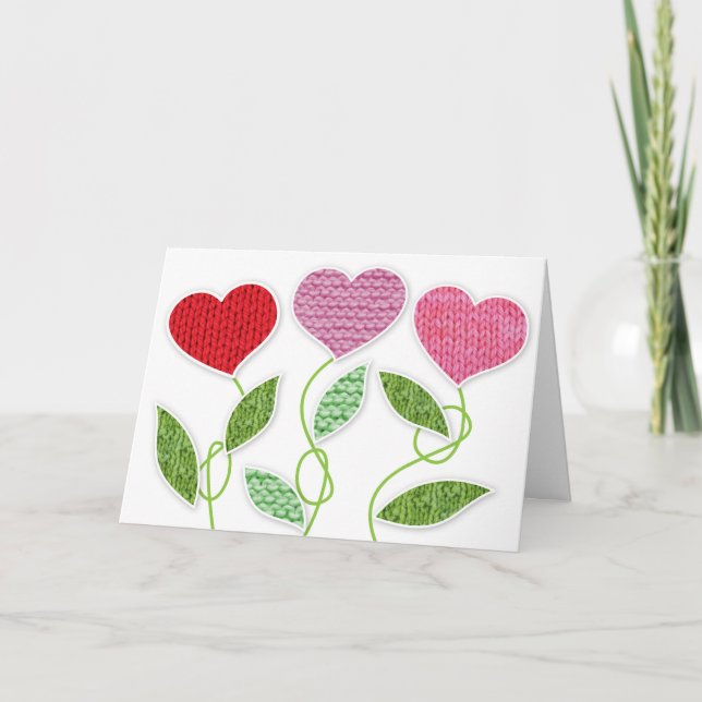 Cartes Pour Fêtes Annuelles Fleurs tricotées de Valentine (Devant)