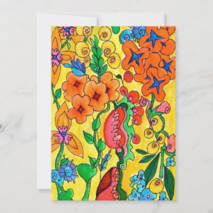 Cartes Pour Fêtes Annuelles Fleurs tropicales Abstraites aquarelle en couleur 