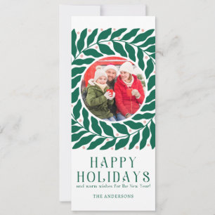 Cartes Pour Fêtes Annuelles Fleurs vertes audacieuses Deux Photo Vacances
