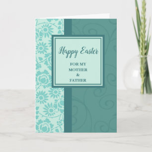 Cartes Pour Fêtes Annuelles Fleurs Vintage Joyeuses Pâques Mère et Père
