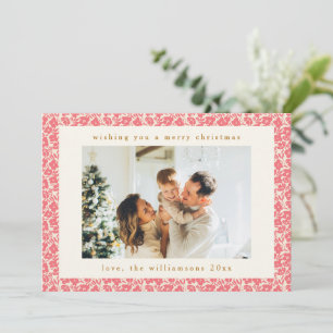 Cartes Pour Fêtes Annuelles Fleurs Vintage Rouge Émoussé Mignon Deux Photo Noë