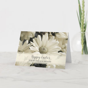 Cartes Pour Fêtes Annuelles Fleurs vintages heureux ami de Pâques et sa femme