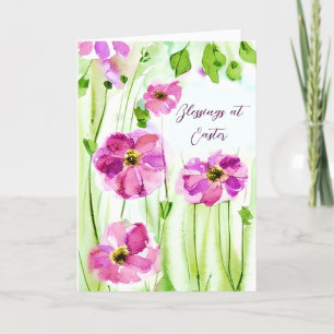 Cartes Pour Fêtes Annuelles Fleurs violettes aquarelle personnalisées Pâques C