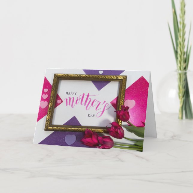Cartes Pour Fêtes Annuelles Fleurs violettes géomatriques pour elle (Devant)