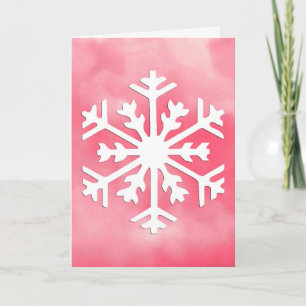 Cartes Pour Fêtes Annuelles Flocon blanc sur Arrière - plan Pink Watercolor