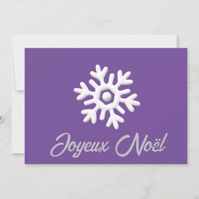 Cartes Pour Fêtes Annuelles Flocon blanc violet Joyeux Noël (Devant)