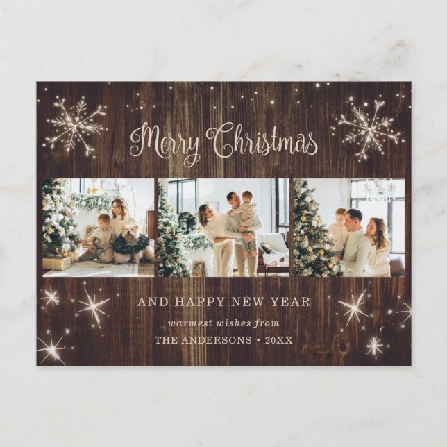 Cartes Pour Fêtes Annuelles Flocon de neige 3 Photo Collage (Devant)