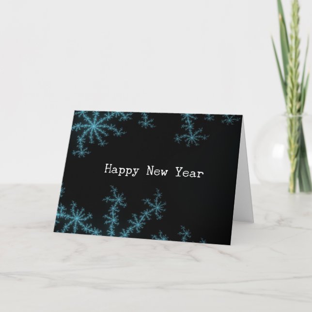 Cartes Pour Fêtes Annuelles Flocon de neige bleu Abstact, Bonne année (Devant)