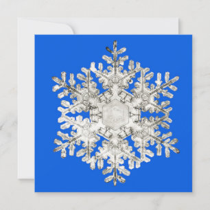 Cartes Pour Fêtes Annuelles Flocon de Neige Bleu Brillant de la Perfection de