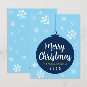 Cartes Pour Fêtes Annuelles Flocon de neige bleu élégant Joyeux Noël Vacances