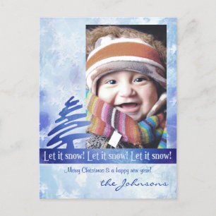 Cartes Pour Fêtes Annuelles Flocon de neige bleu et blanc Laissez-le neiger ! 