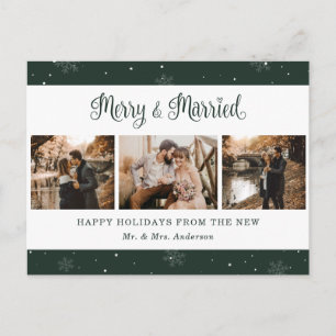 Cartes Pour Fêtes Annuelles Flocon de neige botanique Photo de mariage civil N